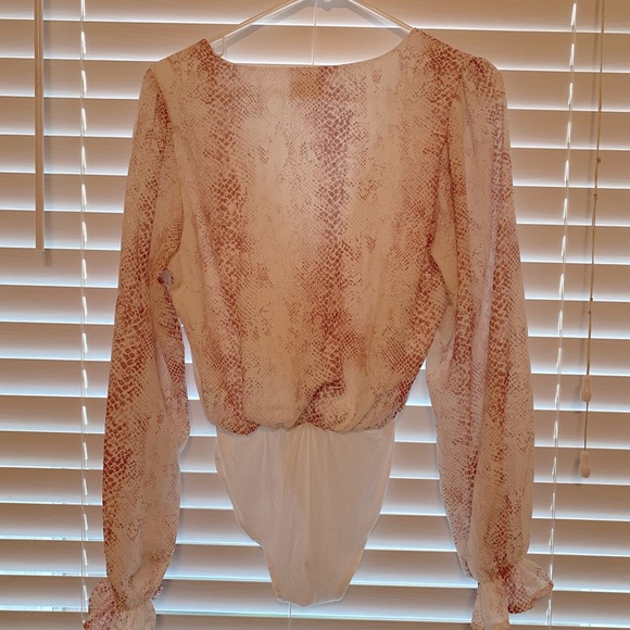 Worn Once! Pink Snake Skin Bodysuit - Picture 8 of 9